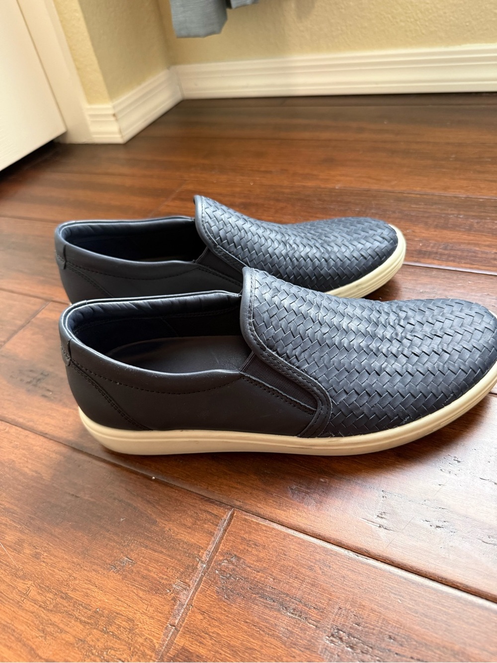 ECCO Navy Woven Slip-On Sneakers with Cream Sole